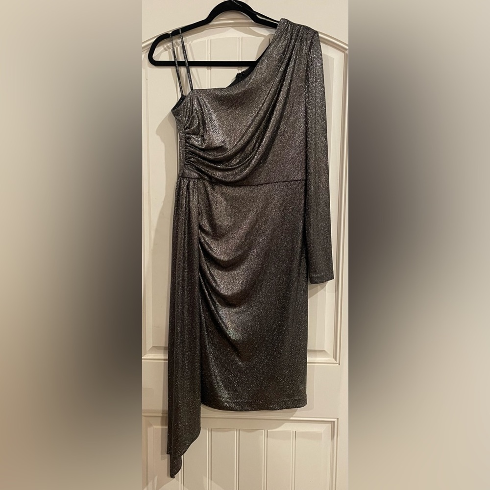 VINCE CAMUTO Womens One Shoulder Knee Length Formal Sheath Dress